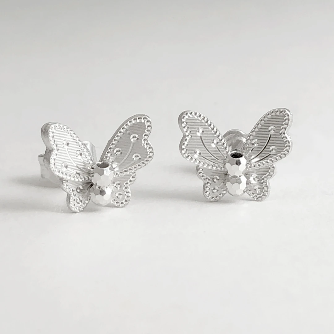 Pt950铂金蝴蝶蹦迪珠耳钉时尚轻奢蝴蝶结铂金耳钉气质白金耳钉
