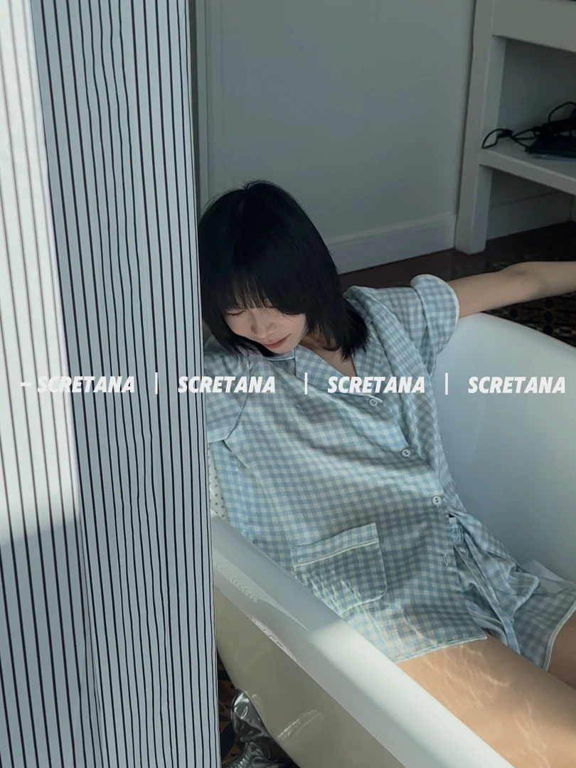 SCRETANA/安娜的秘密波蓝格格短袖短裤家居服睡衣套装