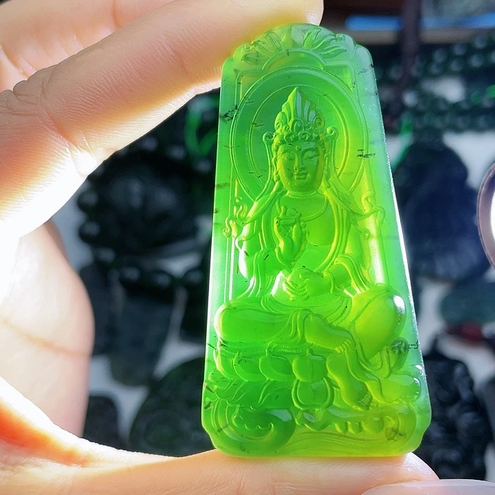 蛇纹石玉未镶嵌挂件泰山玉观音