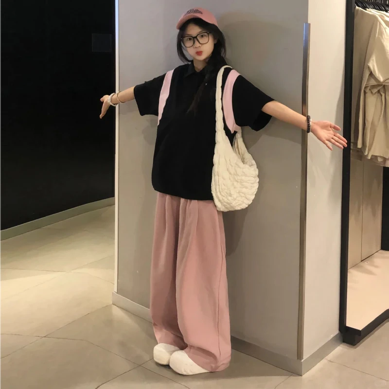 labzaa美式ins基础款纯色纯棉Polo衫短袖男夏季休闲宽松纯棉上衣