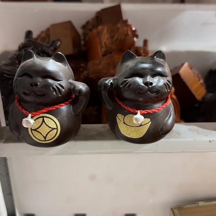 木黑檀木8铃铛猫一对