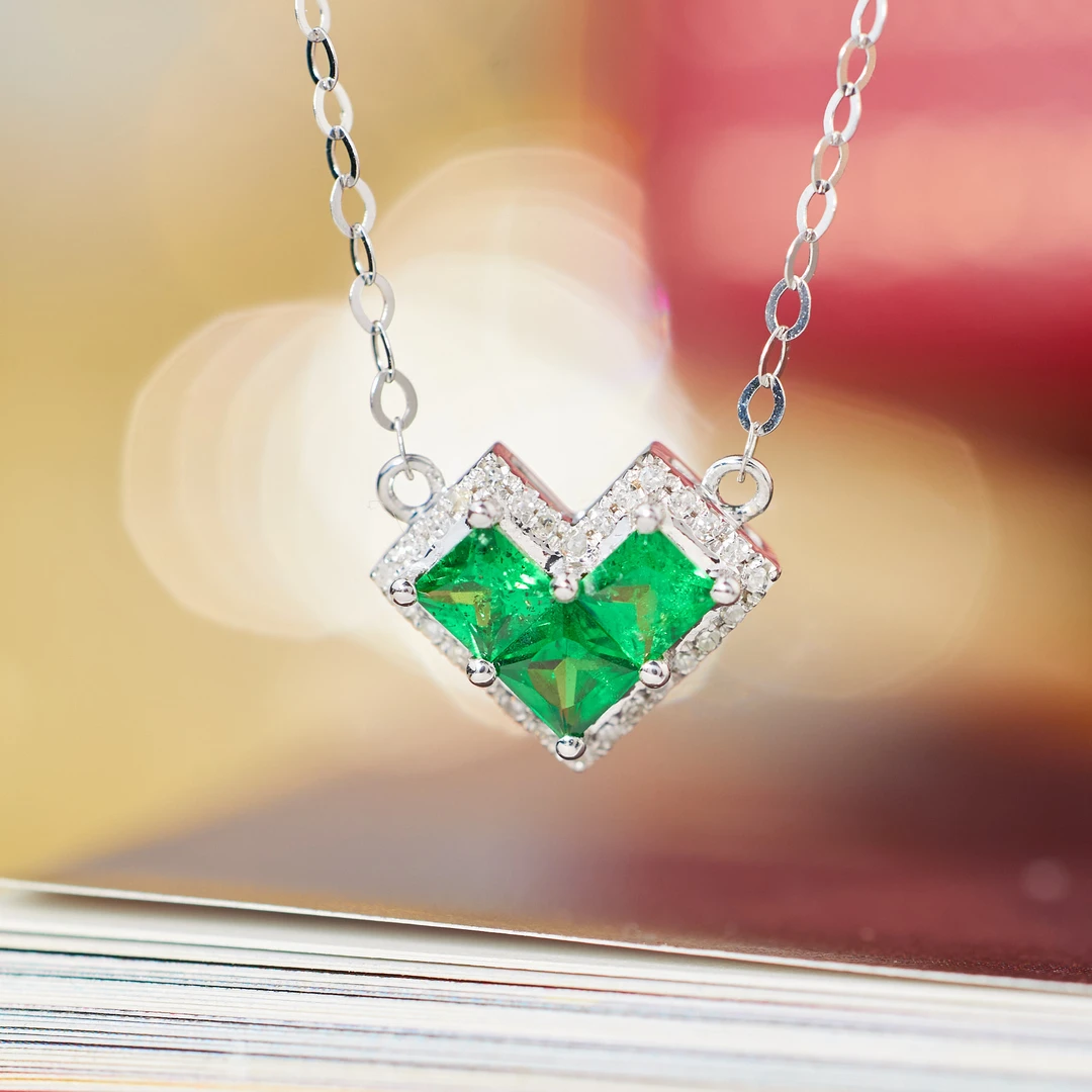 【歪歪】易山*沙弗莱项链*18K金镶嵌U7917