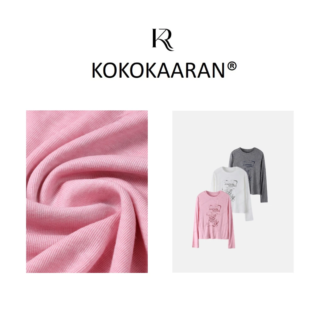 kokokaaran/可可咔伦长袖百搭宽松别致印花防晒上衣T恤SH250383
