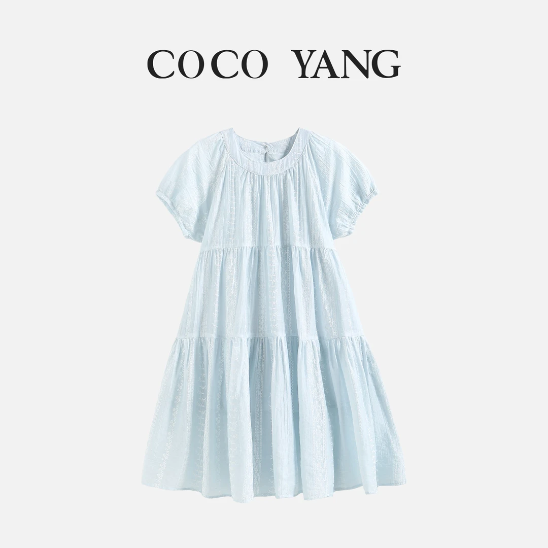 夏季女大童气质连衣裙拼蕾丝设计感洋气甜美裙子女童亲子装-SU625