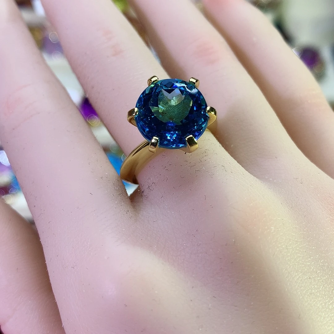 托帕石戒指银S925镶嵌