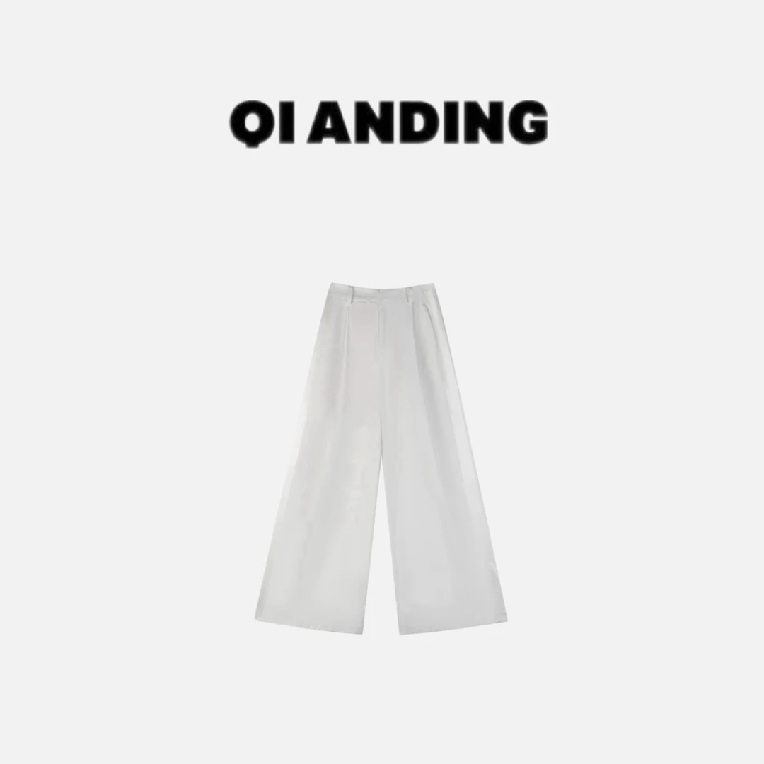 【QIANDING】2025早春“小白布裤”100棉美式宽松直筒休闲裤2568