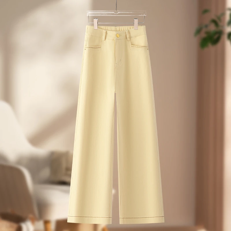 高档天丝棉九分阔腿牛仔裤女士2025夏季薄款高腰宽松垂坠感休闲裤