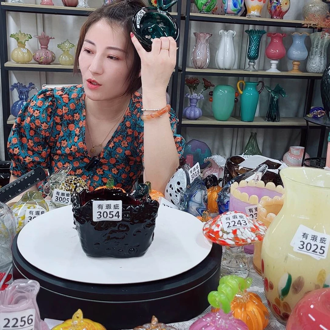 3054瑕 家悦琉璃花瓶摆件