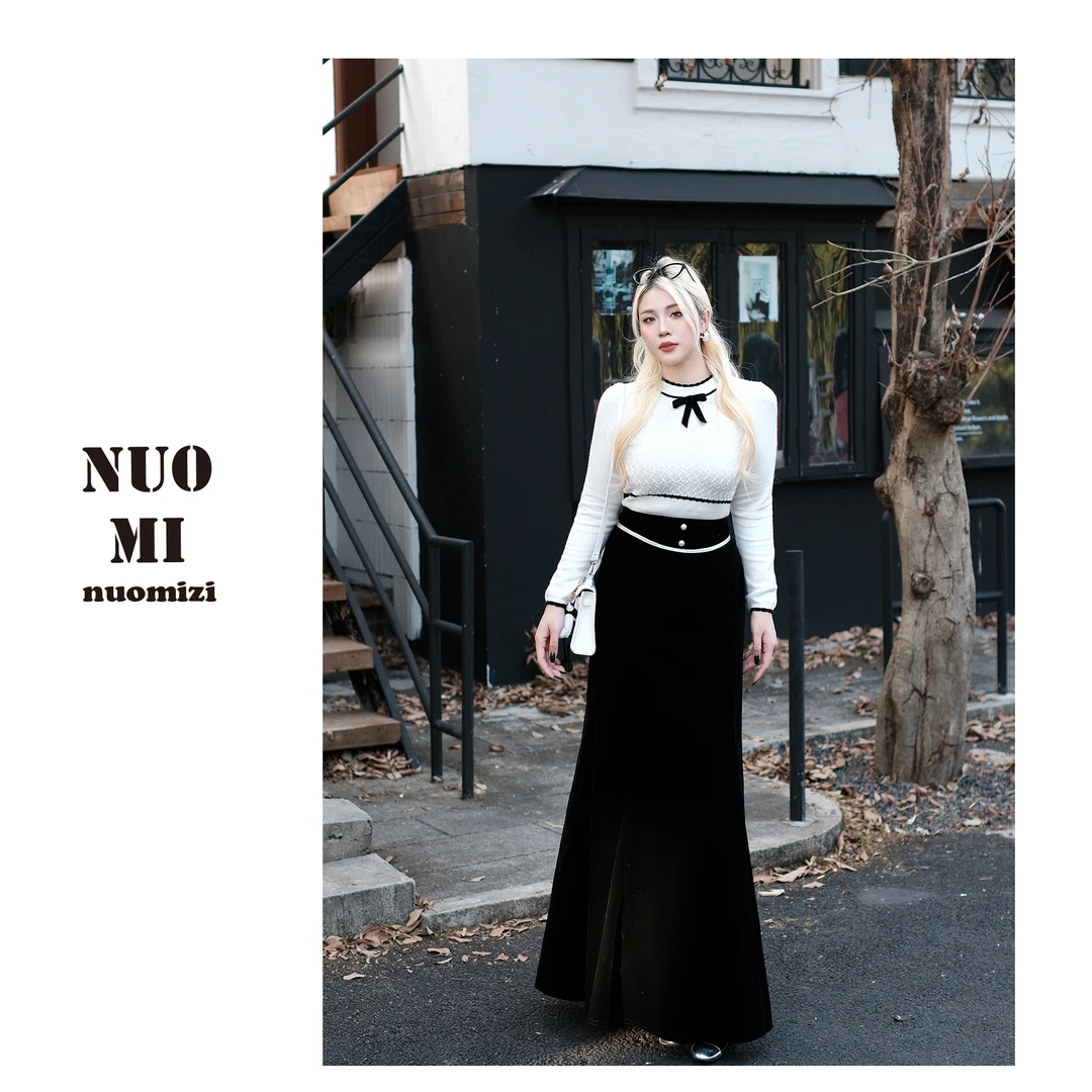 ZOZ糯米子[奥黛小姐半裙]千金感穿搭气质风显瘦裙丝绒鱼尾半身裙