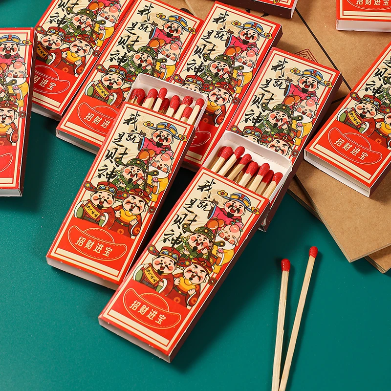 新年加长杆老式财神火柴75mm复古怀旧安全家用一次性火柴户外应急