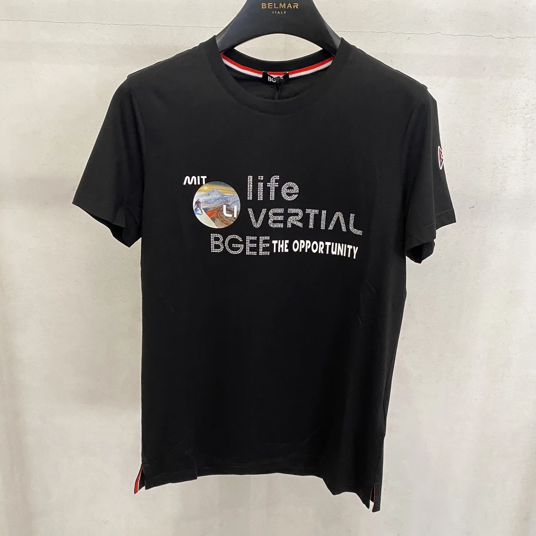 【BGEE】滨崎春夏纯色图案印花圆领休闲男款经典轻奢T恤1020C2039