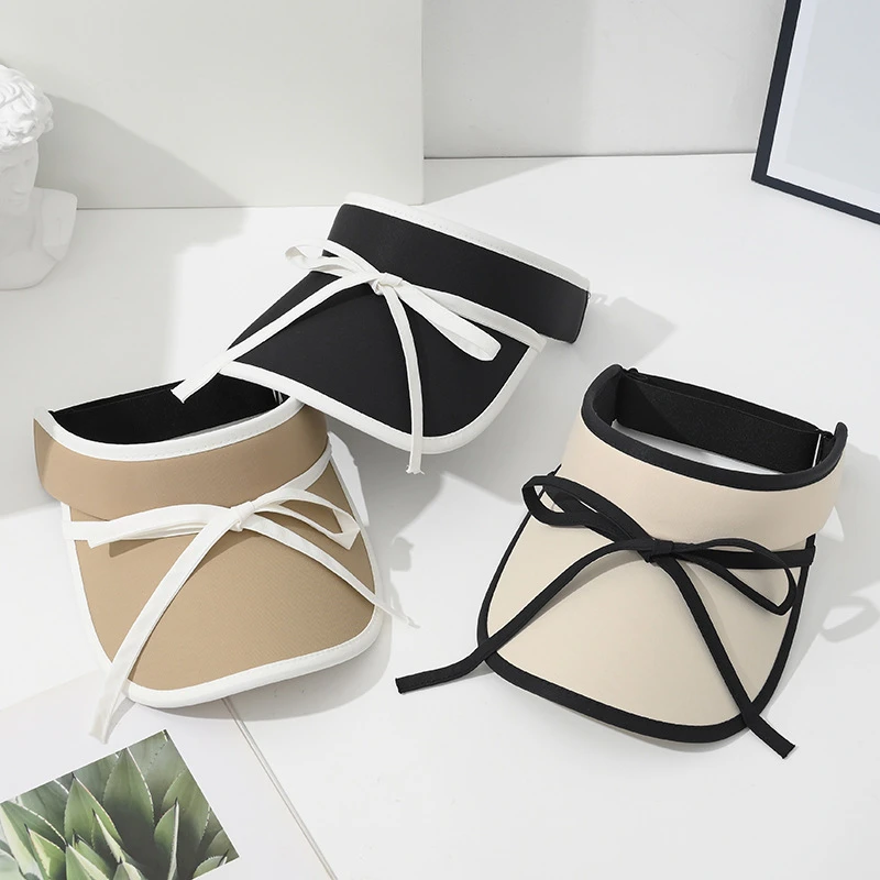 空顶帽夏季空顶帽新款户外防晒帽逛街女遮阳蝴蝶结马尾可时尚高扎