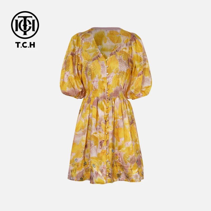 TCH私服烫钻工艺新时尚淑女百搭潮流连衣裙女T75B30E5183A轻奢tch