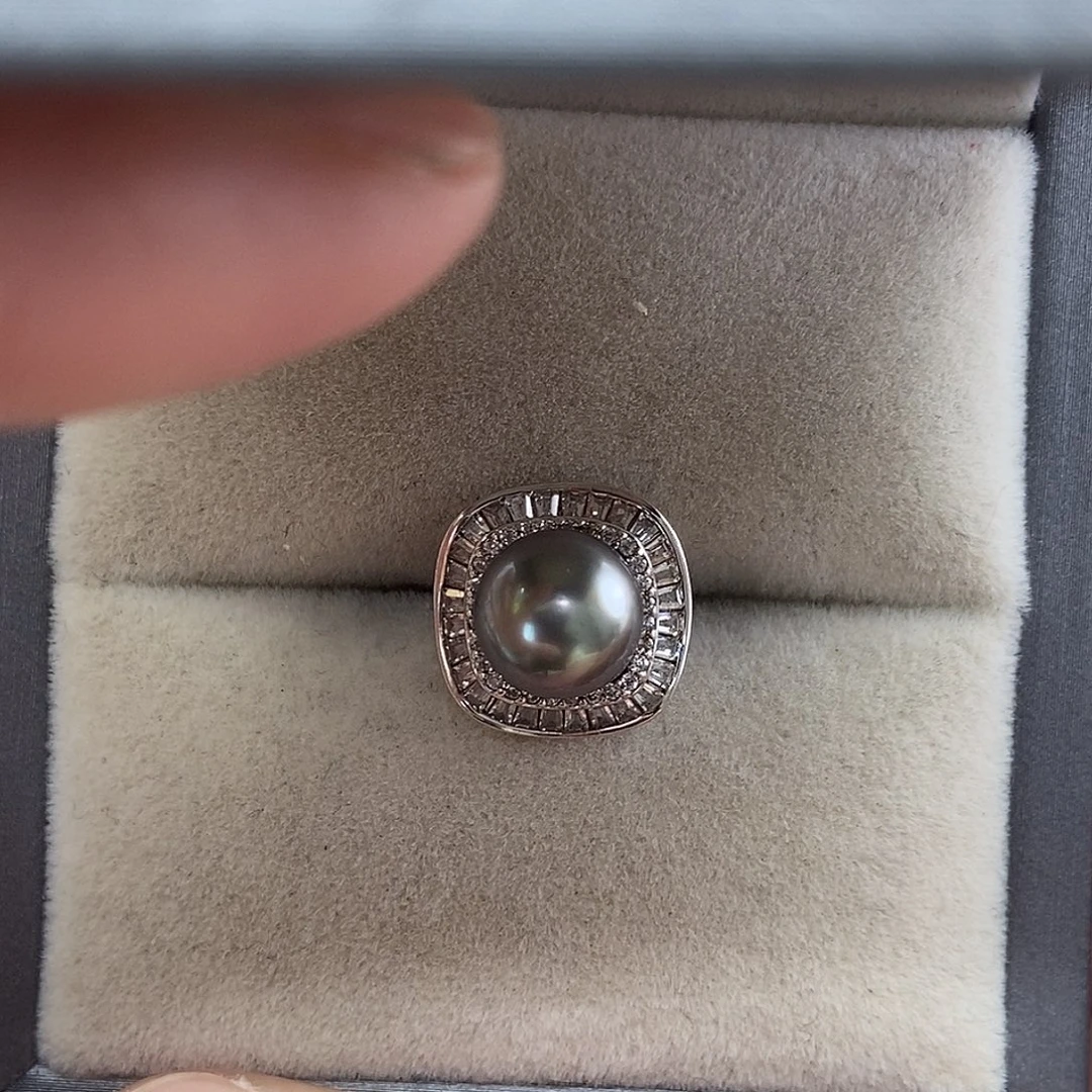 海水珍珠银S925镶嵌耳饰