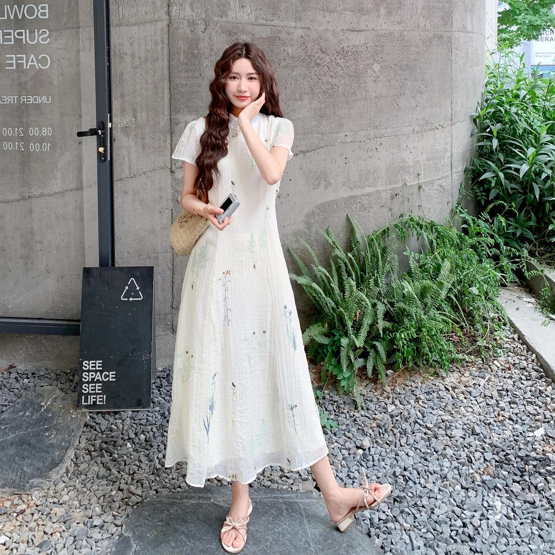 新中式国风改良旗袍连衣裙女夏日2025新款优雅气质高级感长裙爆款