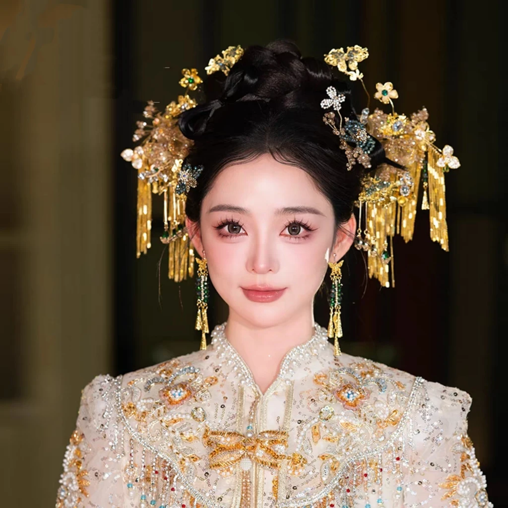 金色撞色古装新娘饰品77