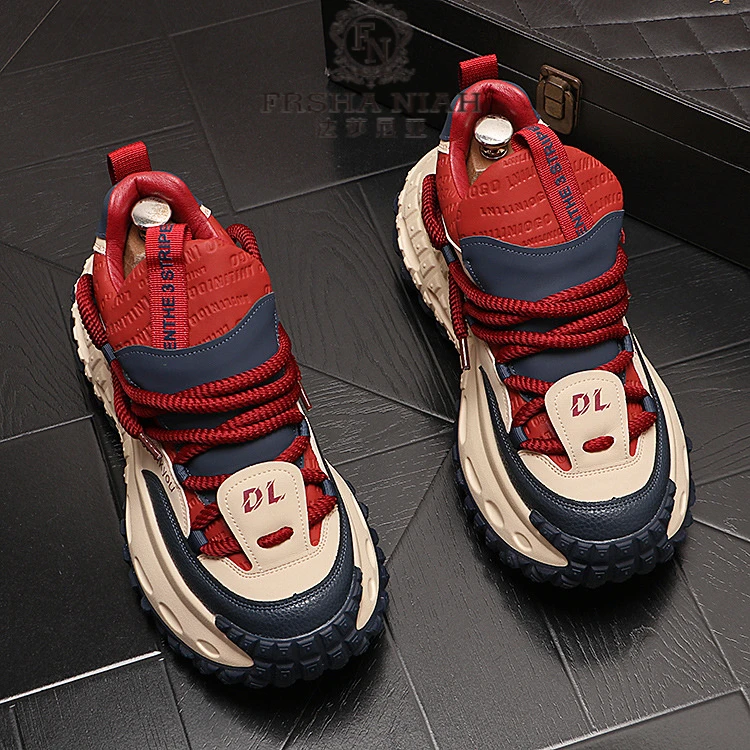 法莎尼亚新款拼色秋冬新款休闲时尚个性潮男运动鞋拼色舒适阿甘鞋