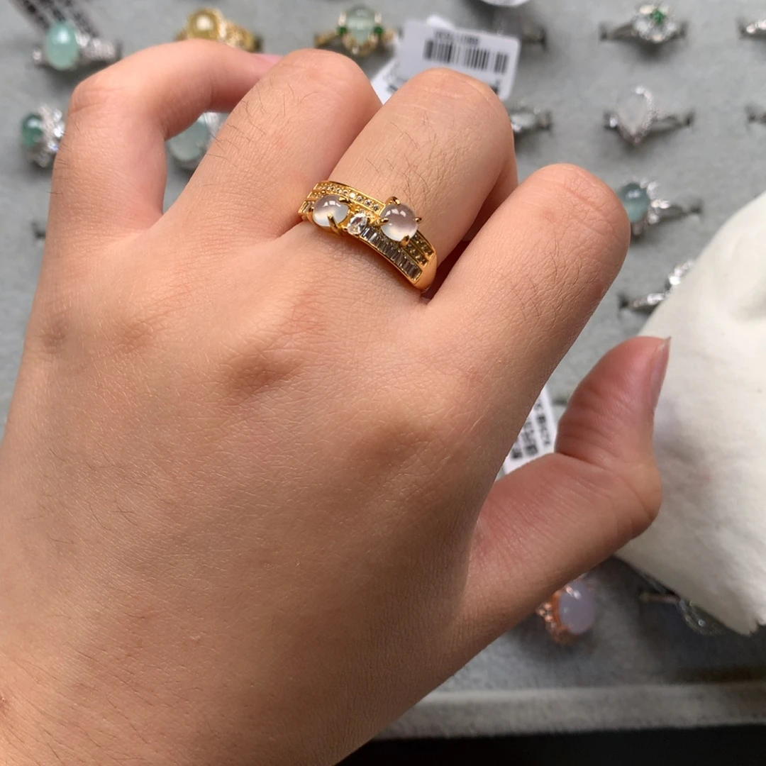 翡翠银S925镶嵌戒指戒指