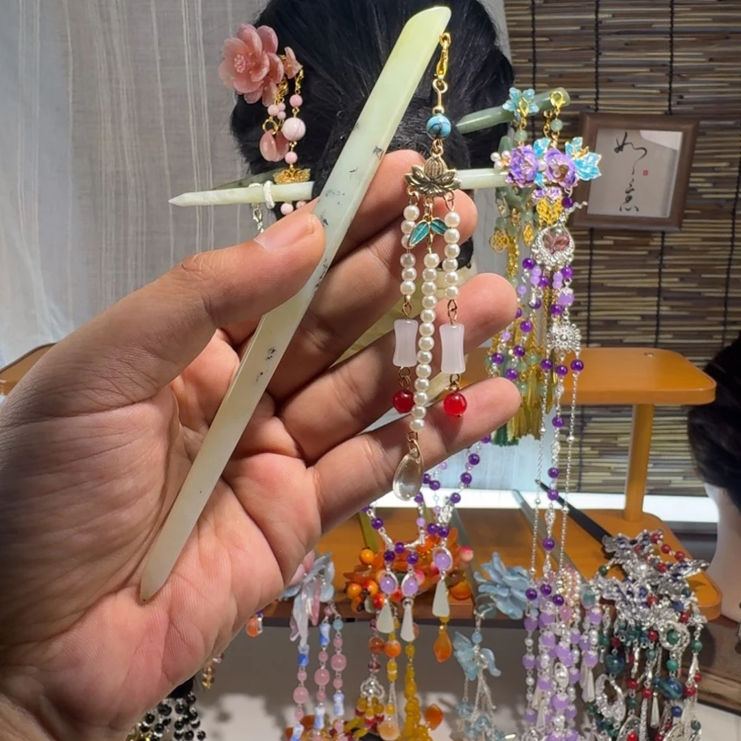 蛇纹石玉合金发饰