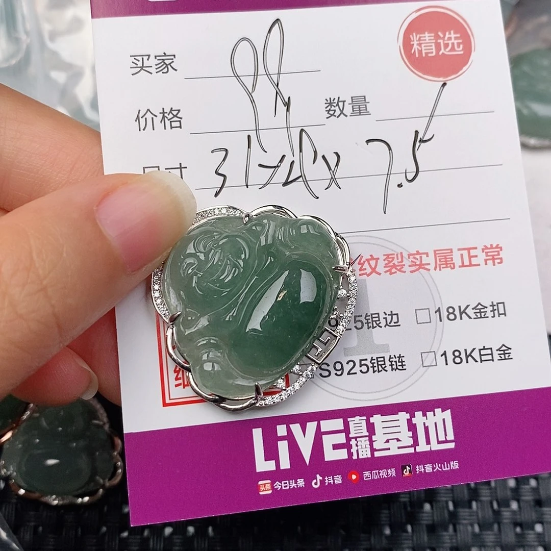 颈饰银S925镶嵌翡翠