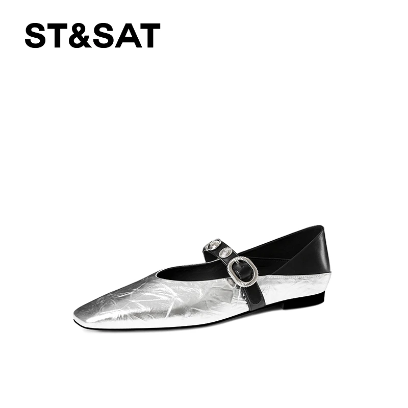 St&Sat/星期六2025春夏浅口平跟薄款圆头优雅方跟玛丽珍单鞋单鞋