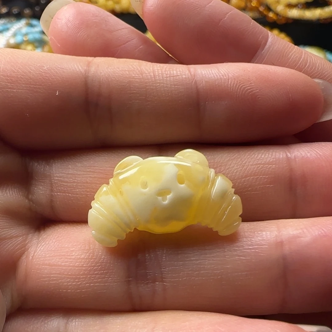 蜜蜡未镶嵌颈饰蜜蜡白花蜡牛角包