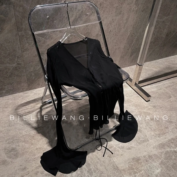 BW独立设计师高定系列｜绝美又仙又欲系带喇叭袖开衫上衣