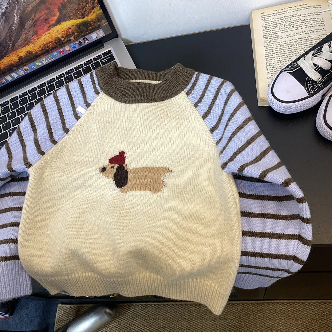 2531洋气流行潮款秋冬男女童拼接毛衣