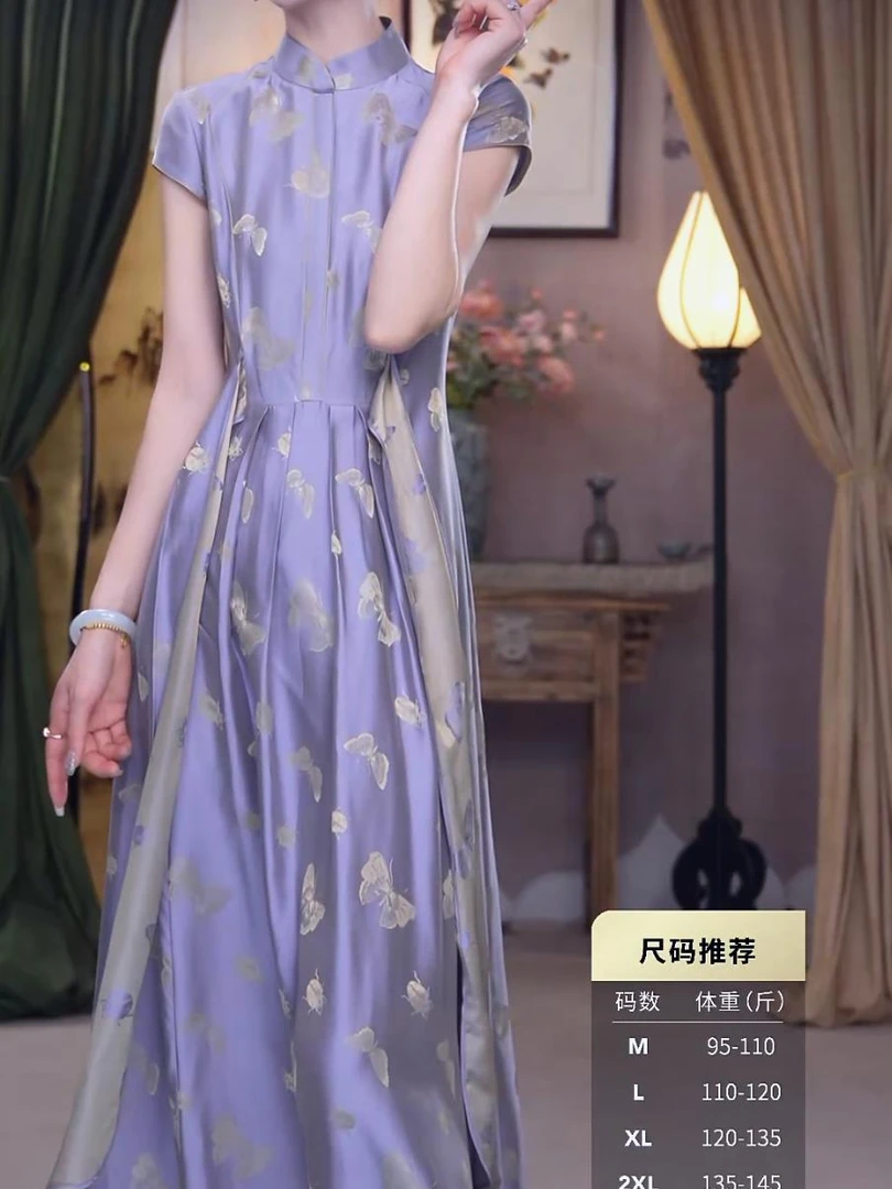 JIXIANGYIJIA/吉祥衣家翠叶藏蝶 连衣裙新中式国风女装 922234829