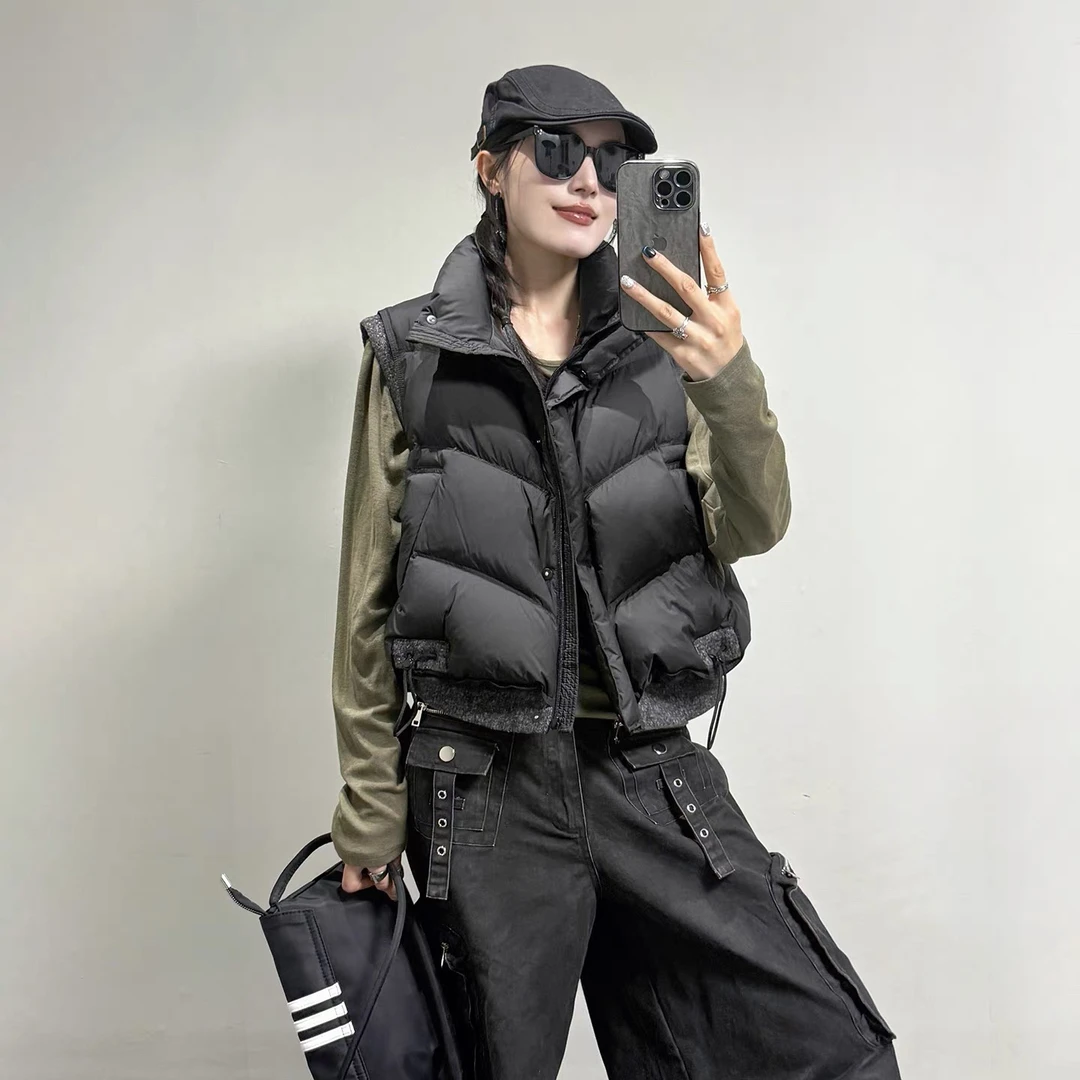 7016拼接假两件白鸭绒马甲（衣长63左右）