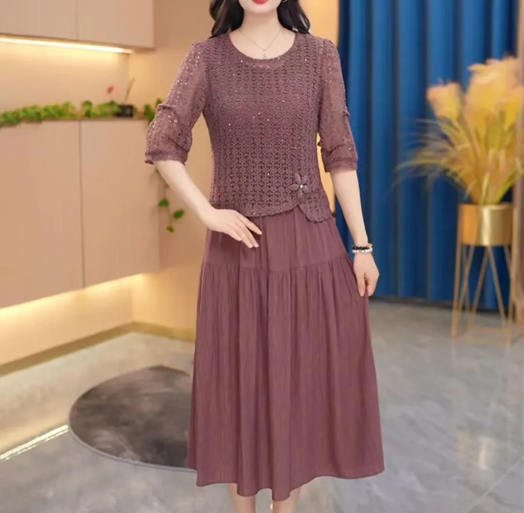 秋季新款两件套装连衣裙修身显瘦气质百搭中长款洋气遮肉时尚裙子