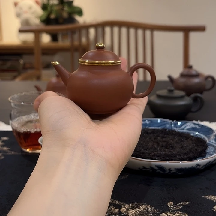 紫砂茶壶芭乐水平 朱泥