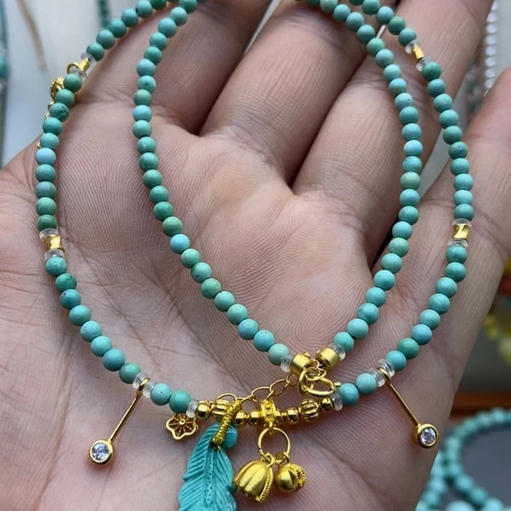 绿松石配饰银S925镀金镶嵌