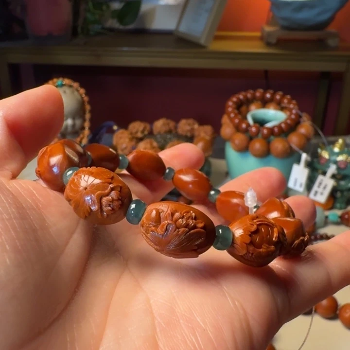 橄榄核手串/手链手工1.1铁核荷花鱼