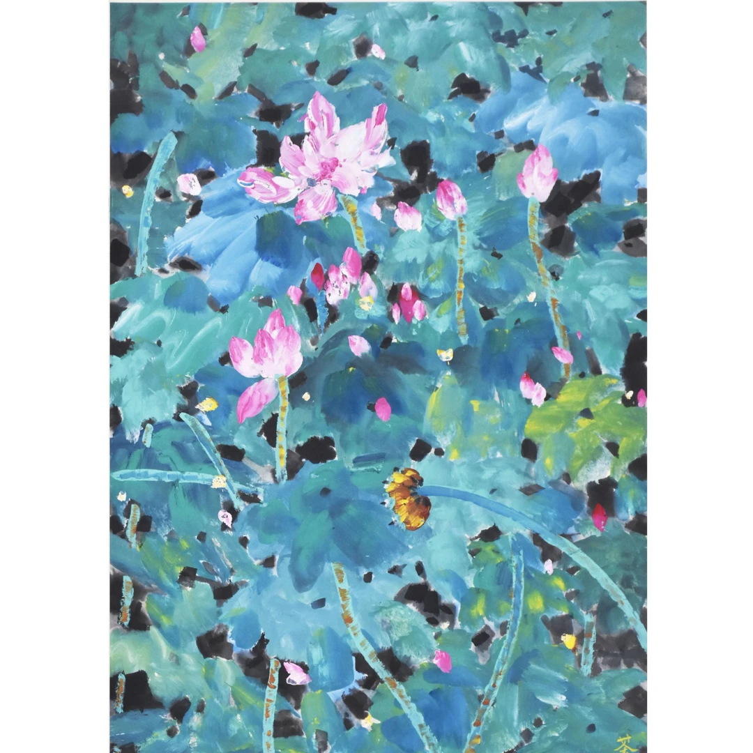 HM9038 荷花 71×47cm 纸本立轴 2.9平尺