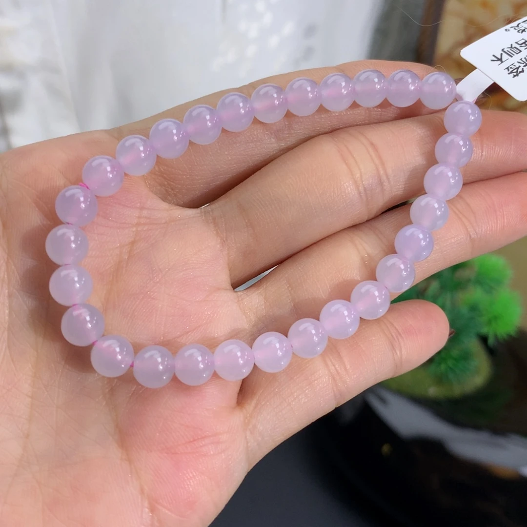 未镶嵌手串翡翠卡6冰胶淡淡粉紫手串