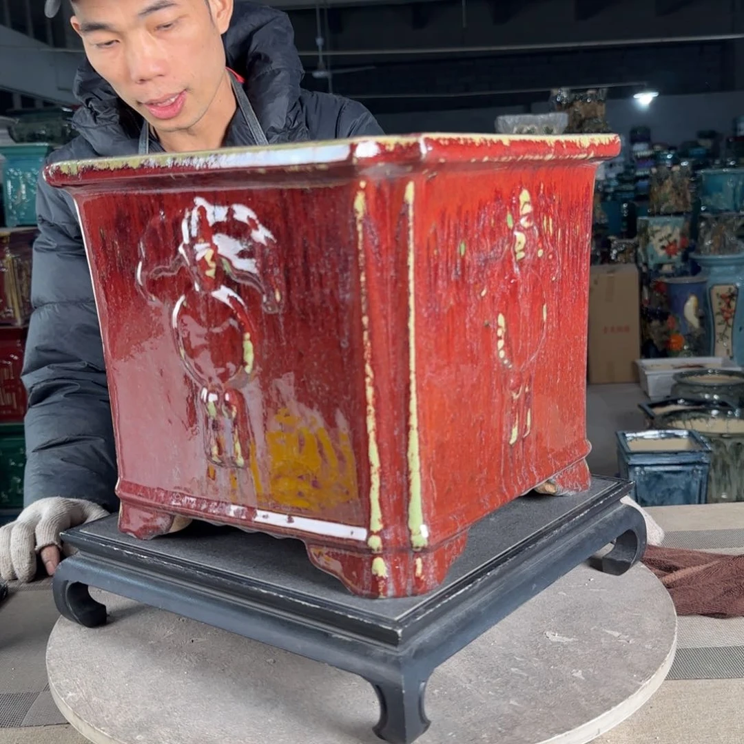 一风堂石湾花盆。@*高温裂微瑕