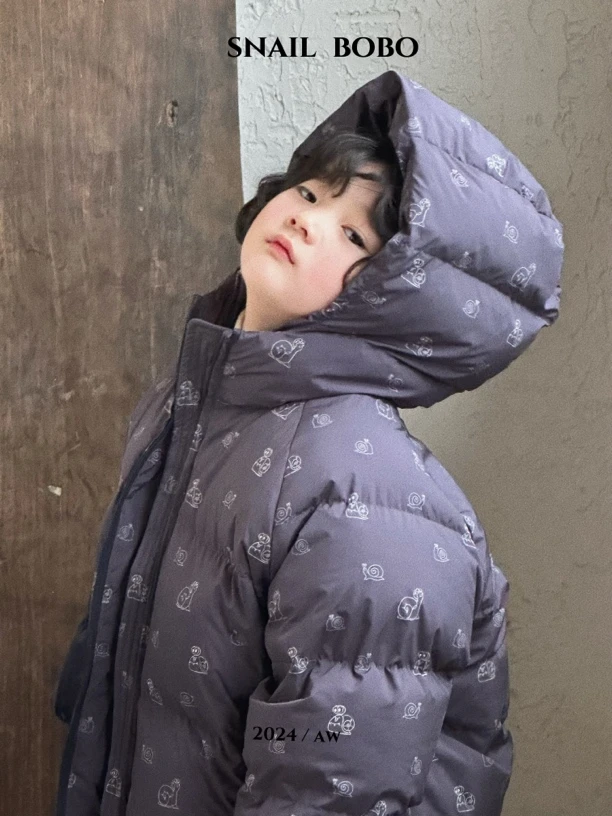 【蜗】满印蜗牛中长款羽绒服 764