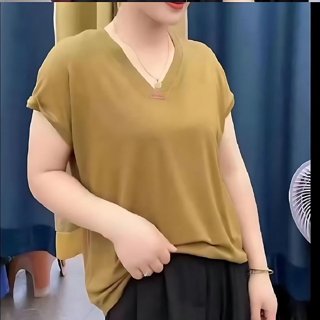 莫代尔短袖T恤夏季新款百搭上衣大码宽松纯色显瘦打底半袖T恤