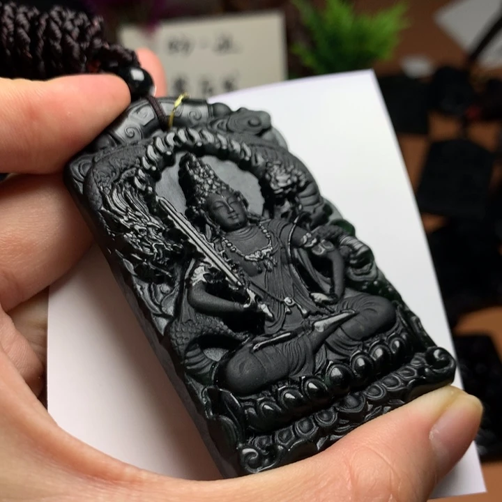 天然缅甸a货钢琴黑挂件