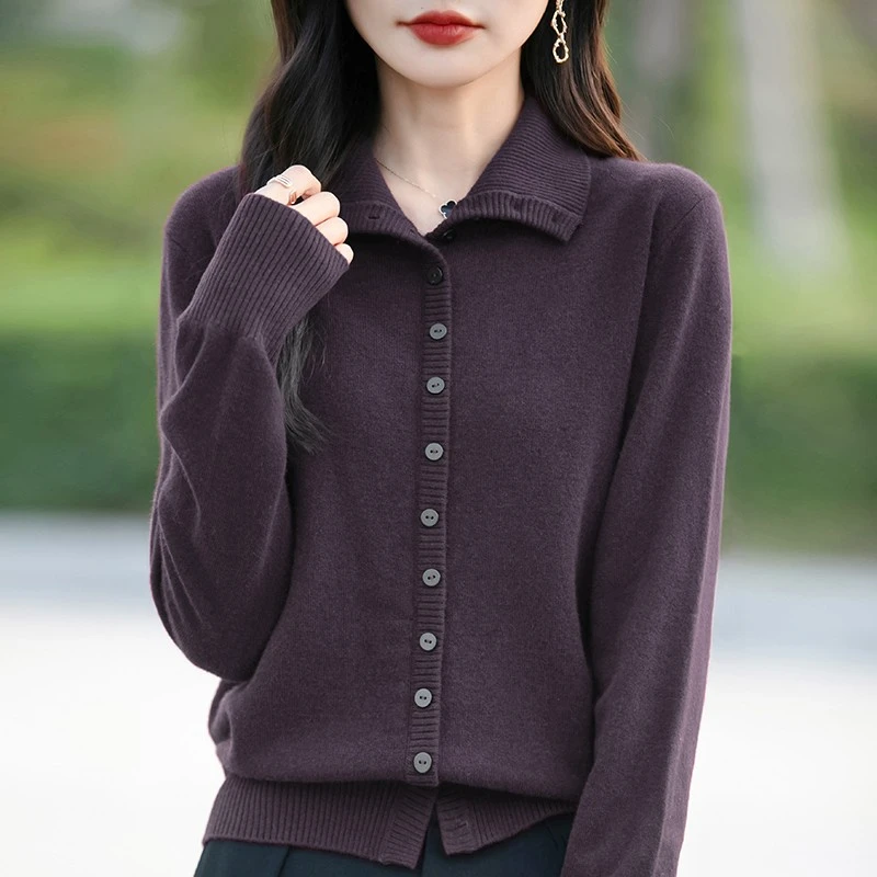 100%纯羊毛衫女秋冬新款时尚羊绒开衫女百搭针织上衣打底衫外穿