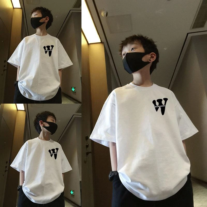 【清版不补】100%纯棉男童短袖t恤2025夏季童装半袖百搭宽松上衣潮