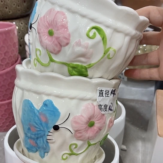 多肉绿植陶瓷花盆9.9包邮，有孔