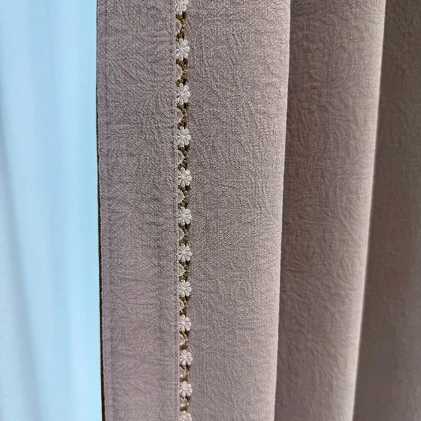 佳佳 银叶静语 双面雪尼尔奶油风客厅卧室全遮阳光窗帘