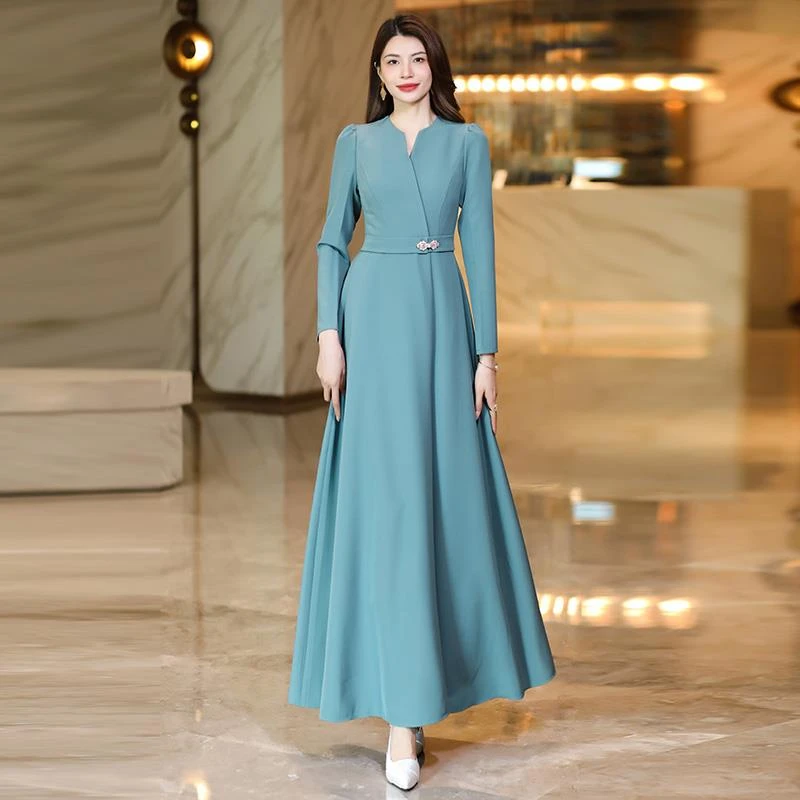 法式长款连衣裙2024新款轻奢高级感显瘦裙子女春秋超好看长裙1202