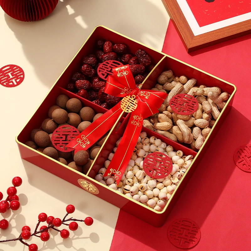 干果床上摆件果盘宫格组合订婚结婚早生贵子盒压床四用品模具婚房