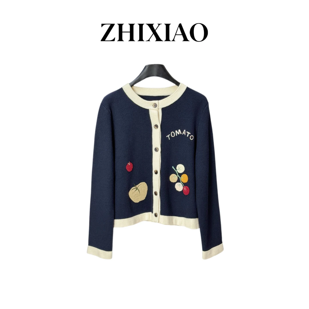 【ZHIXIAO】秋冬新款：刺绣针织开衫060-1