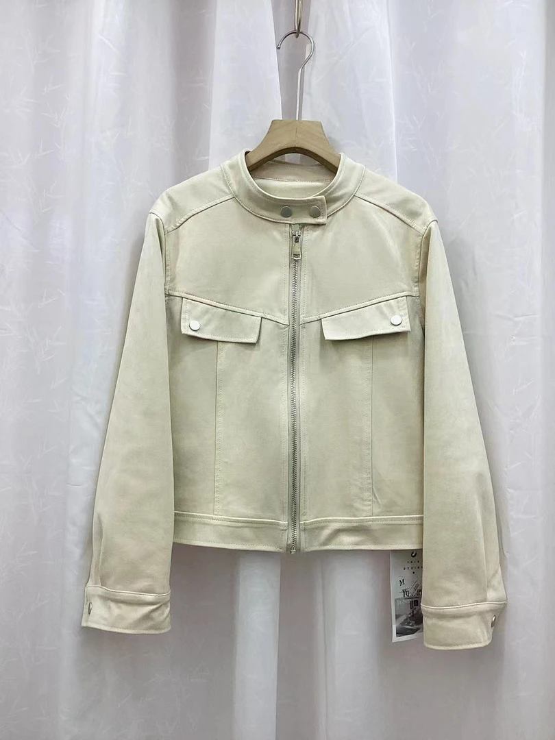 立领时尚简约百搭韩版麂皮绒短外套8806气质潮流