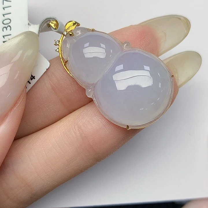 翡翠18K金镶嵌颈饰翡翠8888