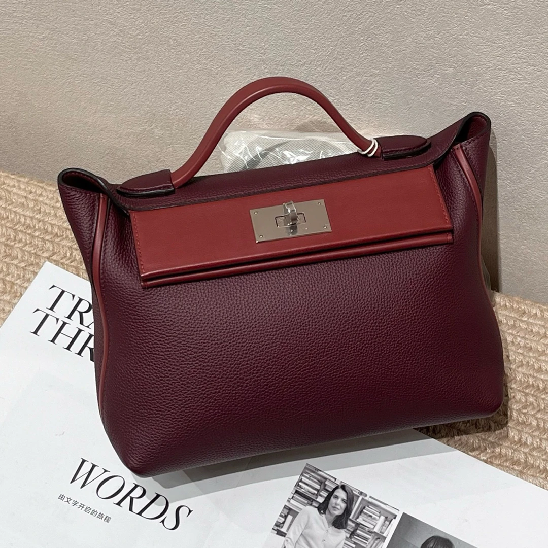 99新 Hermes/爱马仕  马鞍红银扣2424 29尺寸 D刻